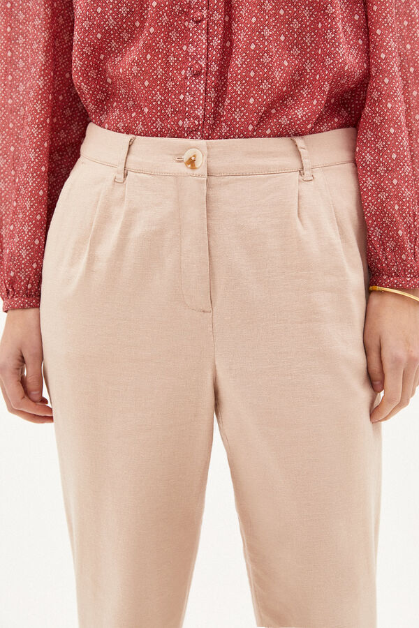 Hoss Intropia Julieta Pantal&oacute;n r&uacute;stico con pinzas Beige