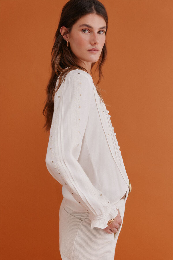Hoss Intropia Covadonga. Blusa bordada Ecru