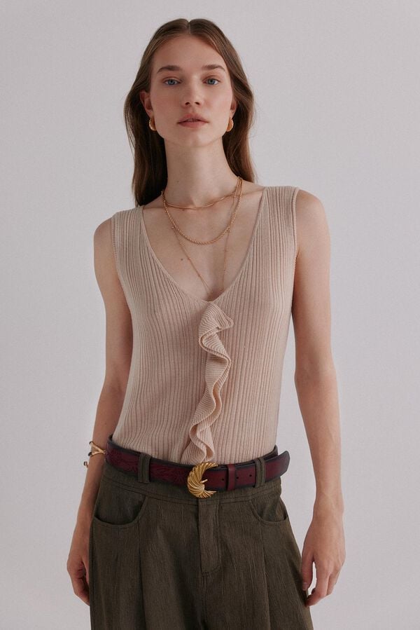 Hoss Intropia Nahia. Top com folho Beige