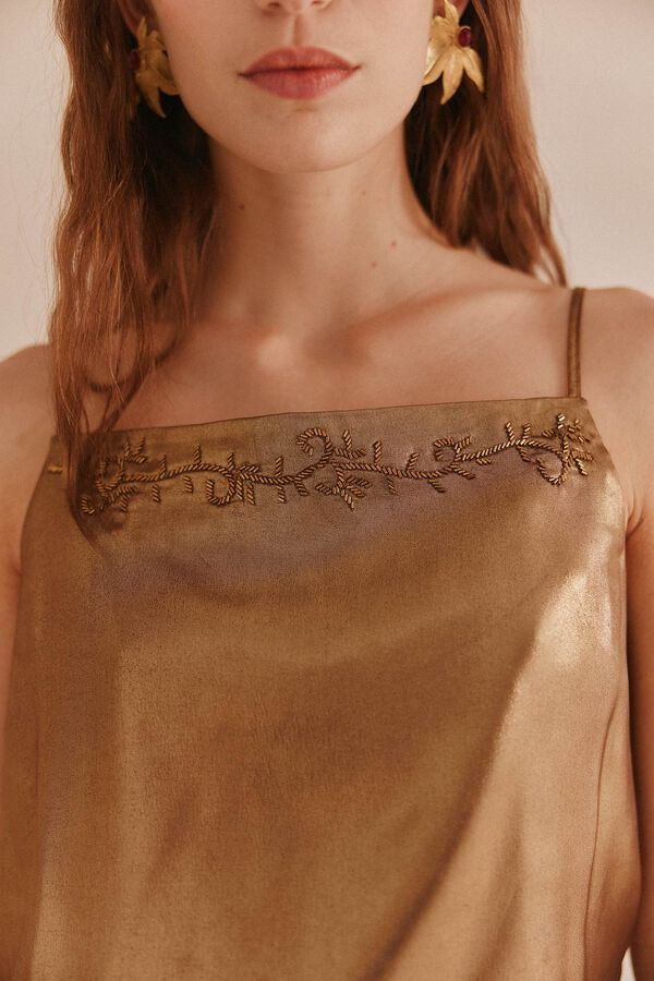 Hoss Intropia Camelia. Top lingerie dourado Dourado