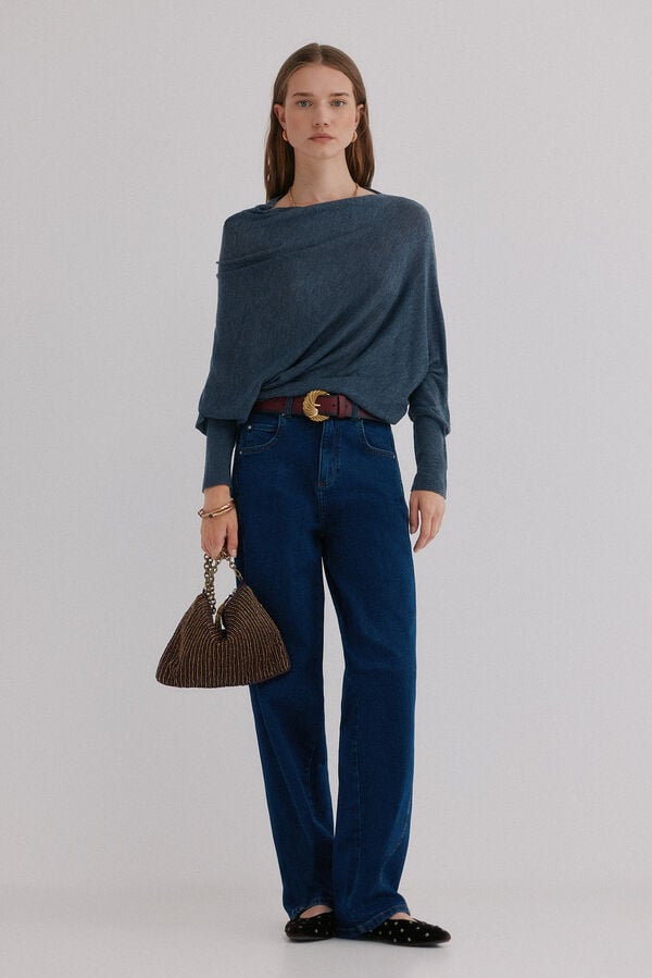 Hoss Intropia Nica. Jersey escote asim&eacute;trico Azul