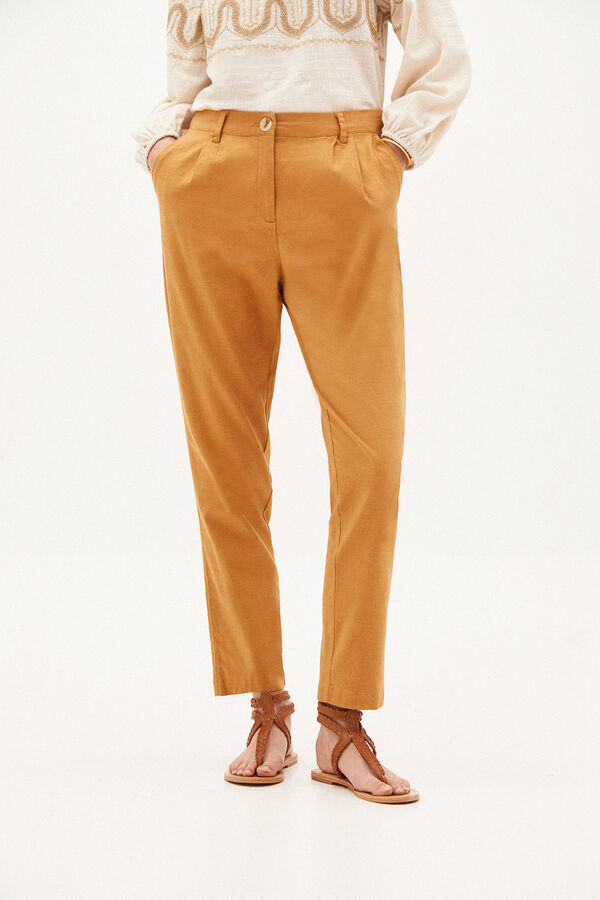Hoss Intropia Julieta Pantal&oacute;n r&uacute;stico con pinzas Dorado