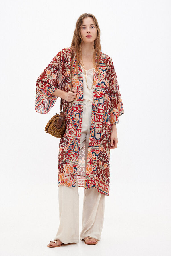 Hoss Intropia Charlotte. Kimono largo estampado Estampado Naranja