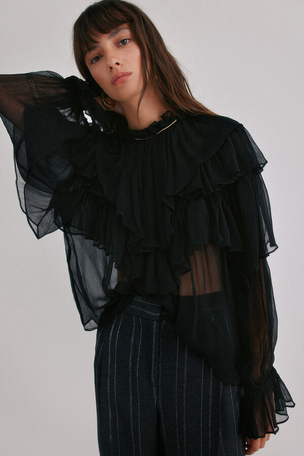 Hoss Intropia Giulia. Blusa rom&acirc;ntica Preto