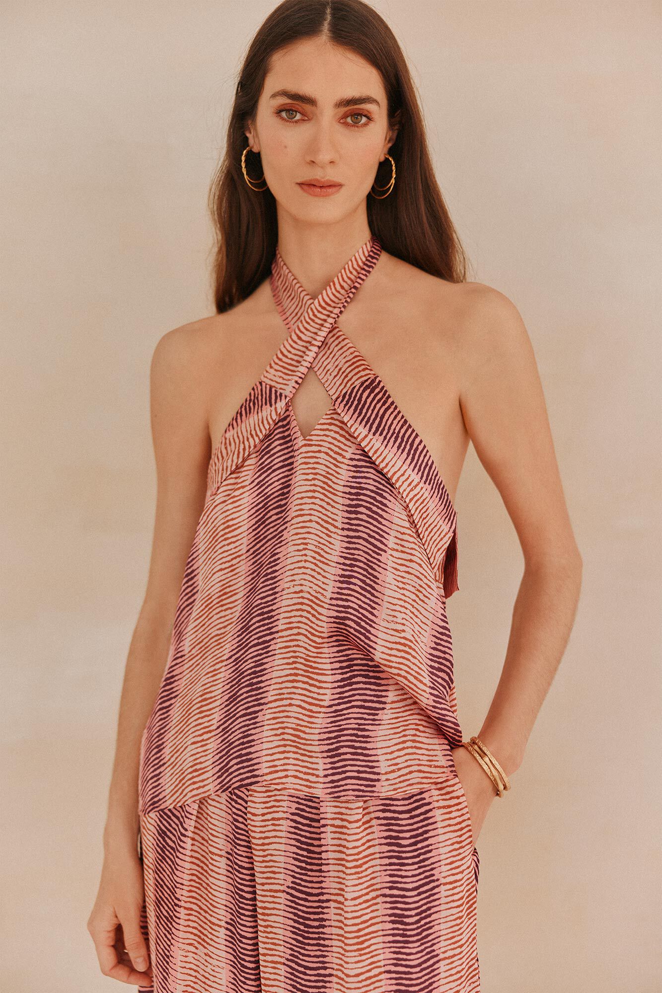 Hoss Intropia Gina. Top halter estampado