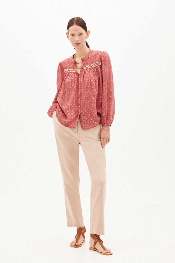 Hoss Intropia Julieta Pantal&oacute;n r&uacute;stico con pinzas Beige