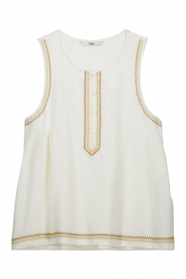 Hoss Intropia Magda. Camiseta bordada Blanco