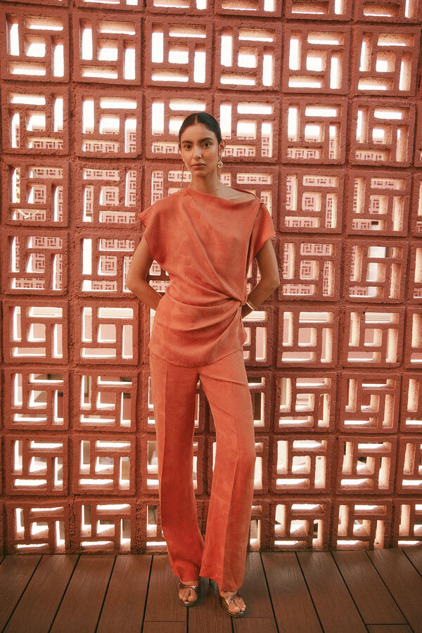 Hoss Intropia Celia. Top nudo jacquard. Naranja