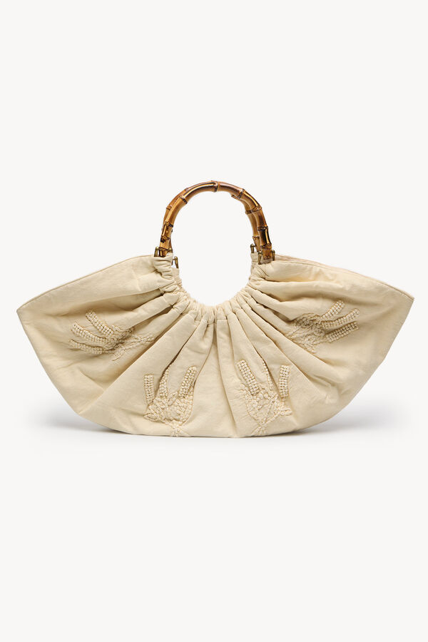 Hoss Intropia Nayeli. Bolsa bordado com alça de bambu Ecru