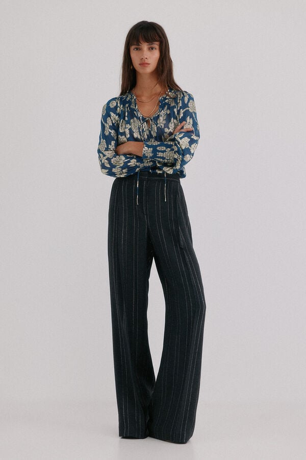 Hoss Intropia Pietra. Pantal&oacute;n a rayas Gris oscuro