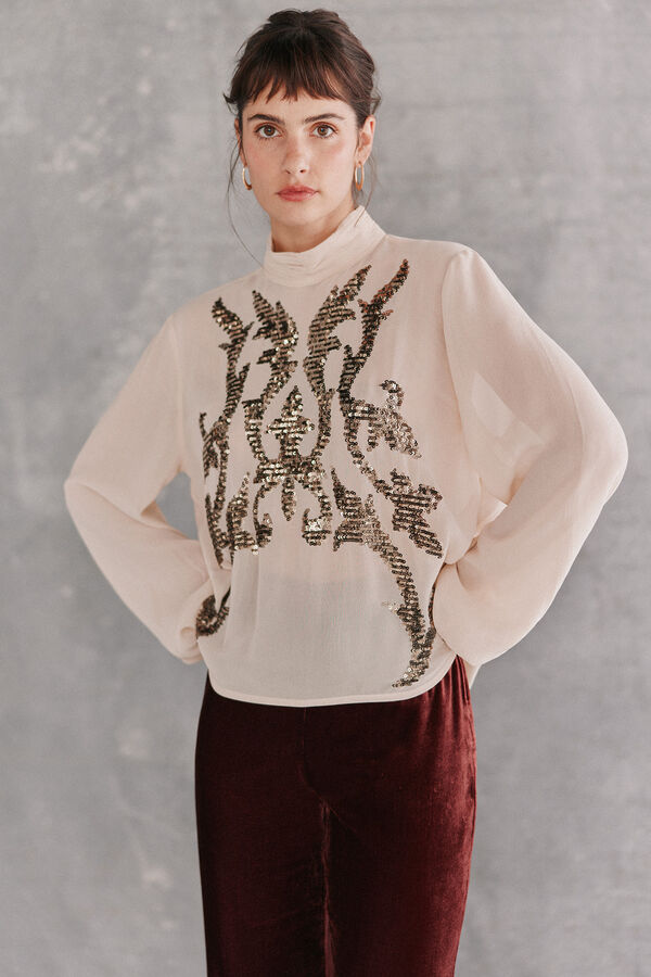 Hoss Intropia Celia.Blusa bordada Marfil