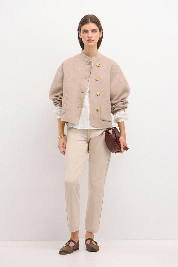 Hoss Intropia Amanda. Sobretudo curto de lã dupla face Ecru