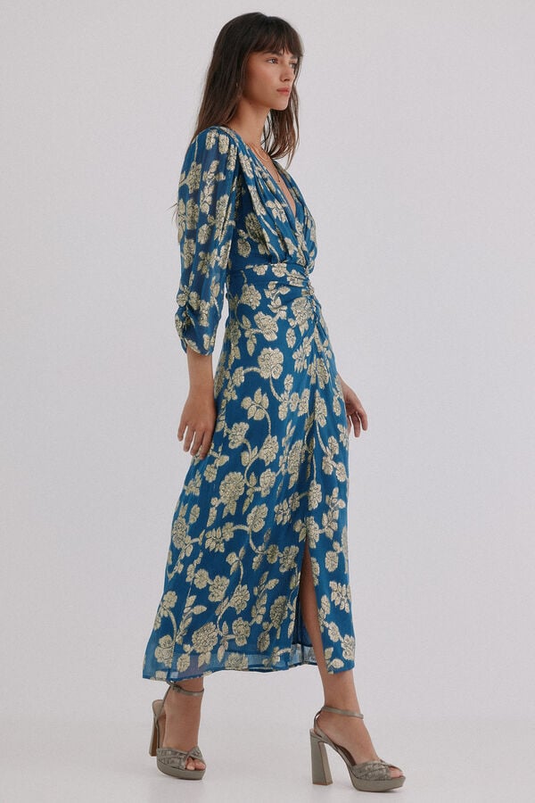 Hoss Intropia Amanda. Vestido jacquard Estampado azul