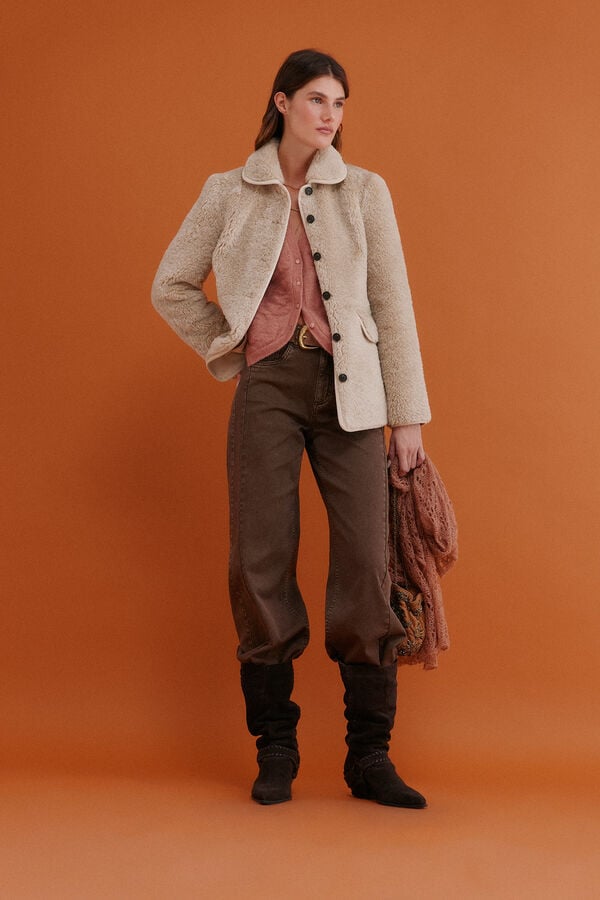 Hoss Intropia Denise. Abrigo efecto pelo Marfil