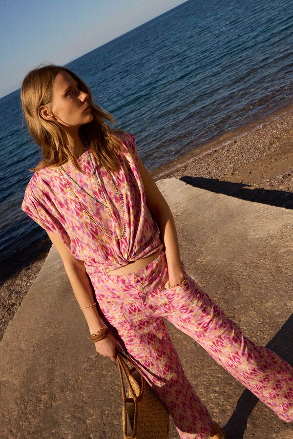 Hoss Intropia Paget. Pantal&oacute;n con lino estampado Multicolor