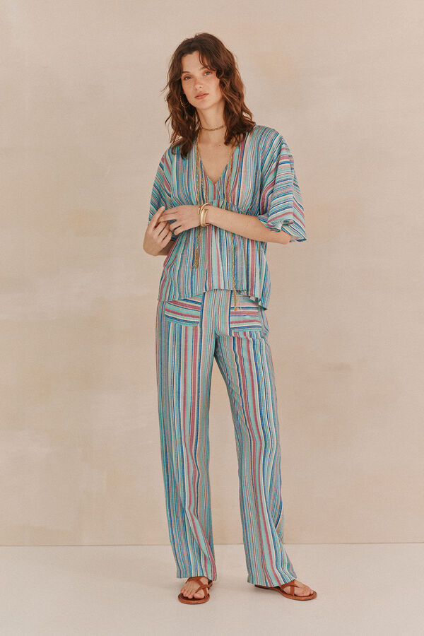 Hoss Intropia Perla. Pantalones estampados Azul