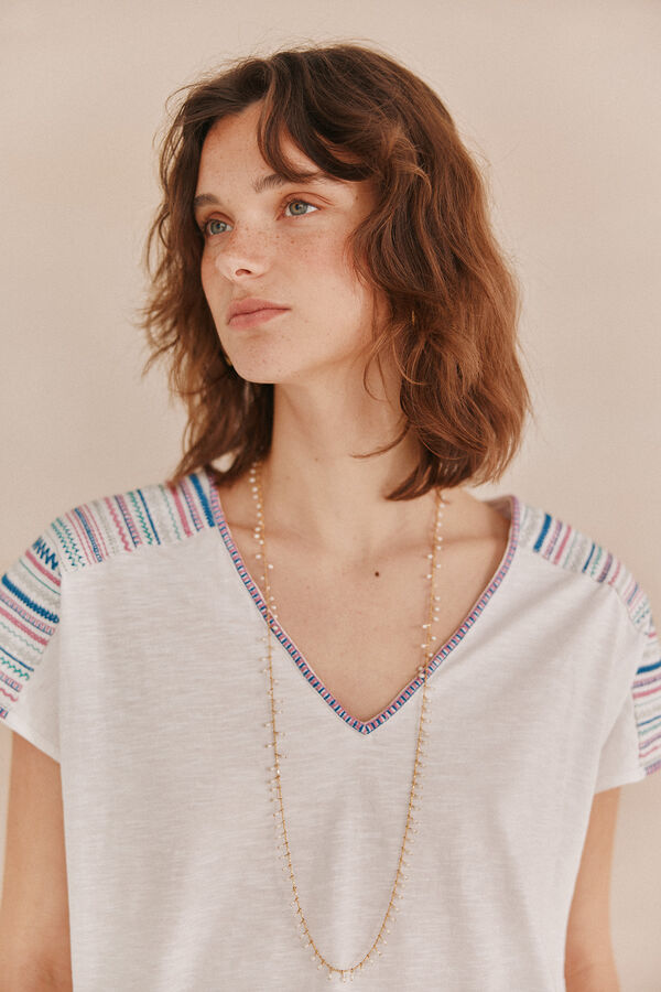 Hoss Intropia Martina. T-shirt bordada Branco