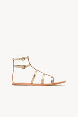 Hoss Intropia Macarena. Sandalias planas con tiras de piel Dorado