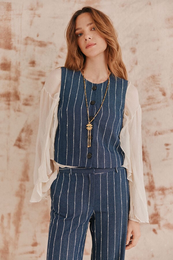 Hoss Intropia Elisa. Chaleco rayas. Azul marino