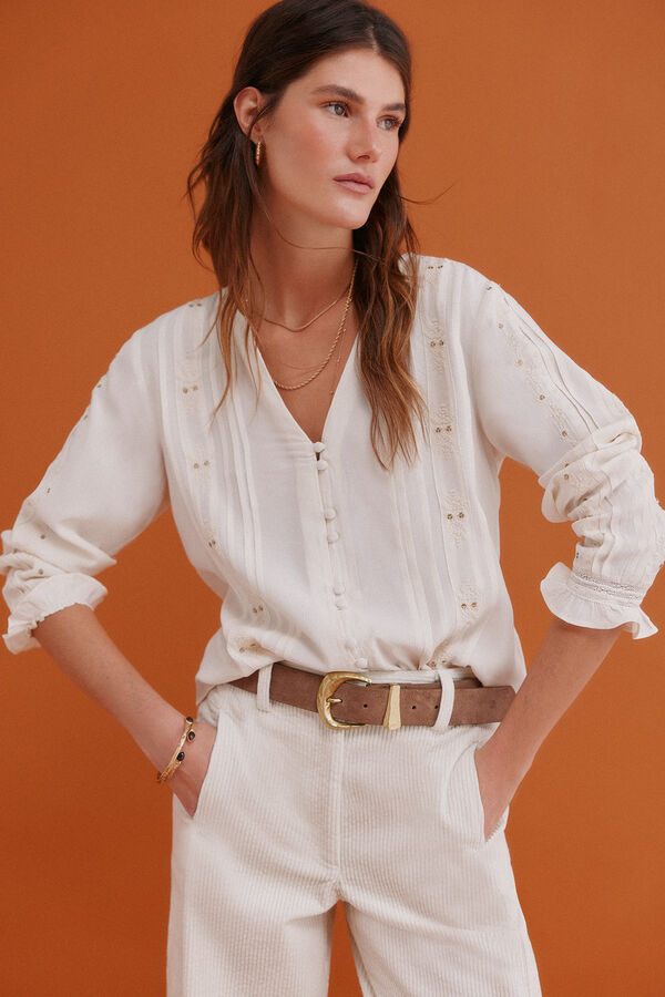 Hoss Intropia Covadonga. Blusa bordada Ecru