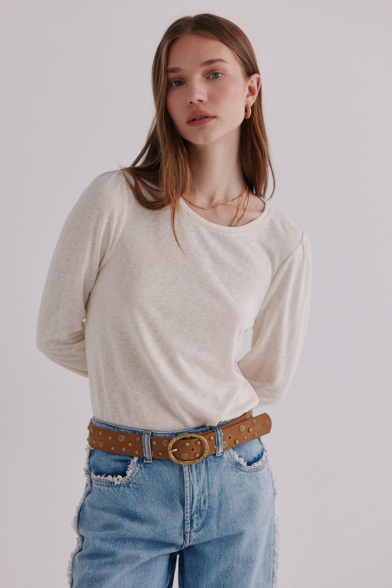 Hoss Intropia Margot. Camiseta con manga abullonada