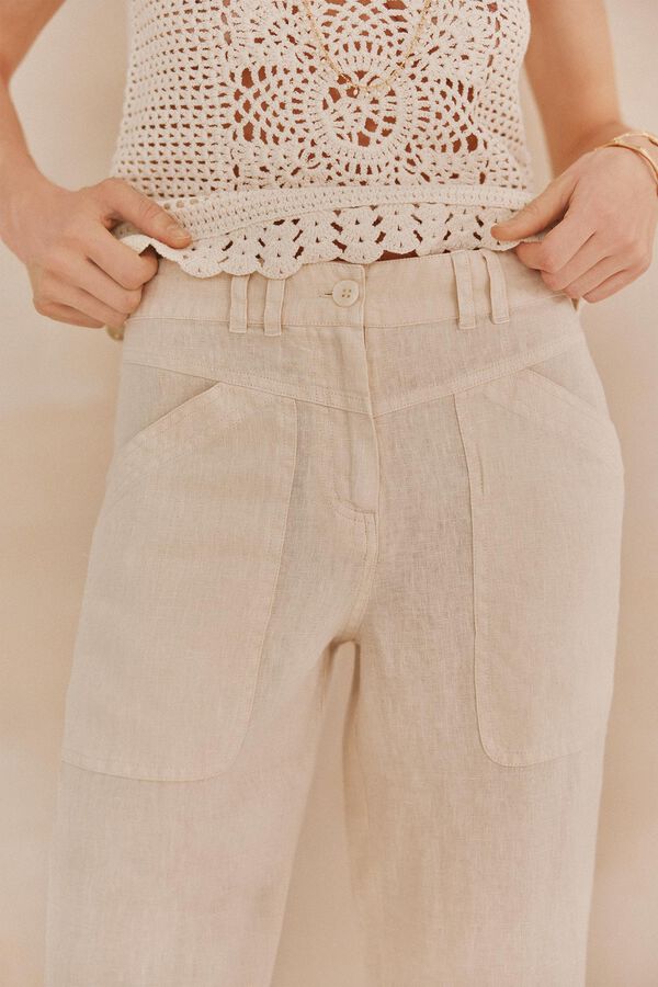 Hoss Intropia Priya.Pantalon lino Marfil