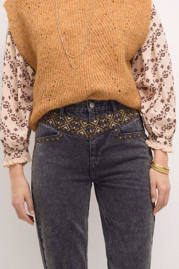 Hoss Intropia Omelia. Mom jeans com bordado Cinzento