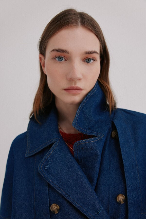 Hoss Intropia Darelle. Gabardina denim Azul marino