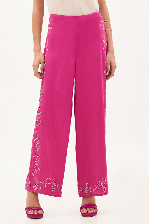 Hoss Intropia Araceli. Pantal&oacute;n fluido bordado Verde