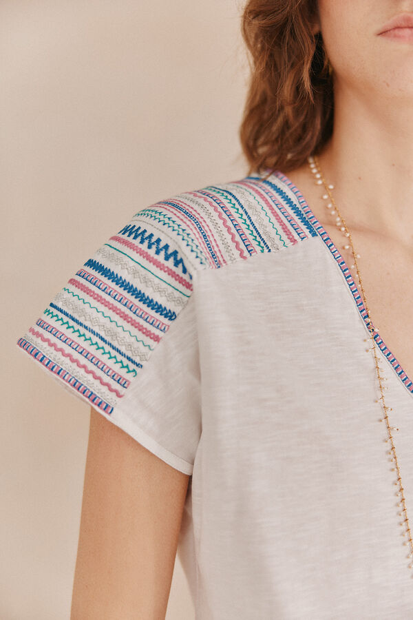 Hoss Intropia Martina. T-shirt bordada Branco