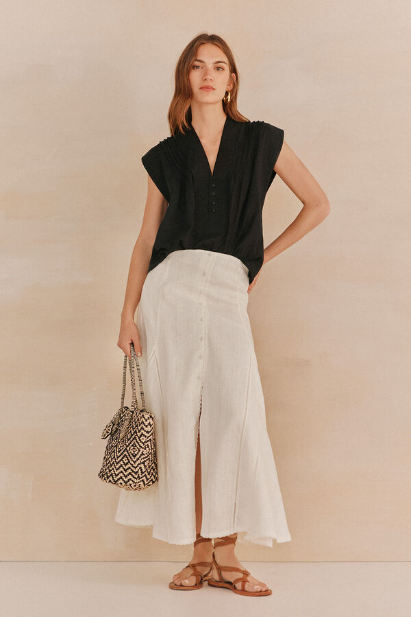 Hoss Intropia Guadalupe. Blusa con jaretas Negro