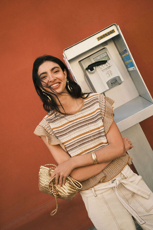 Hoss Intropia Taciana. Camisola folhos Ecru