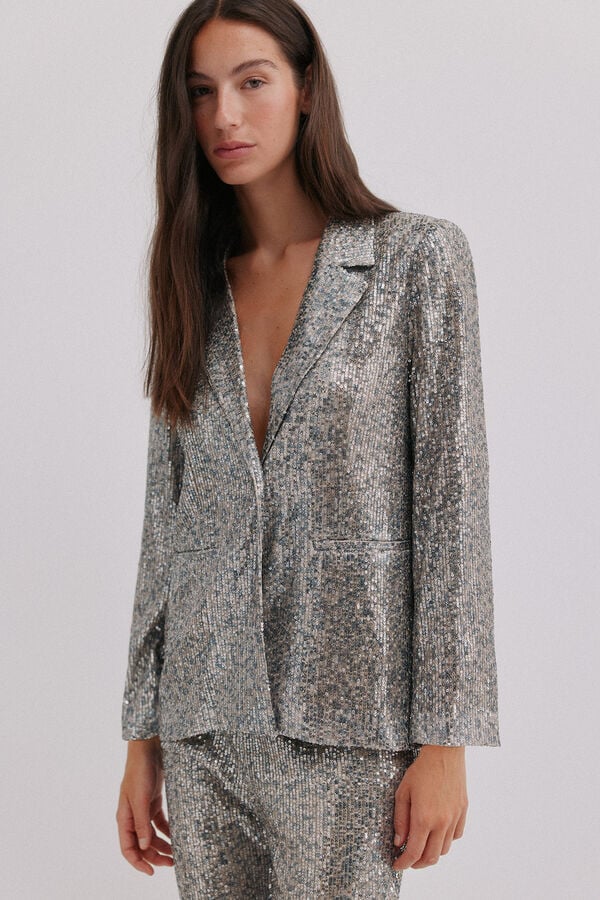 Hoss Intropia Emilia. Blazer de lantejoulas Cinzento