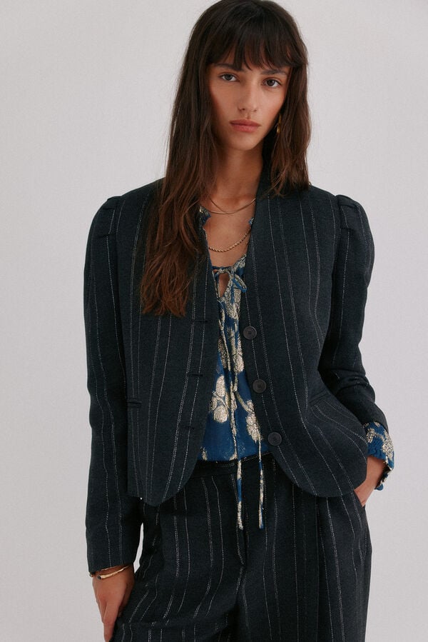 Hoss Intropia Estela. Blazer a rayas Gris oscuro