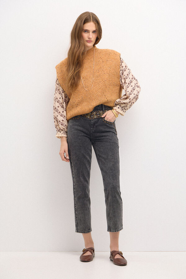 Hoss Intropia Omelia. Mom jeans com bordado Cinzento