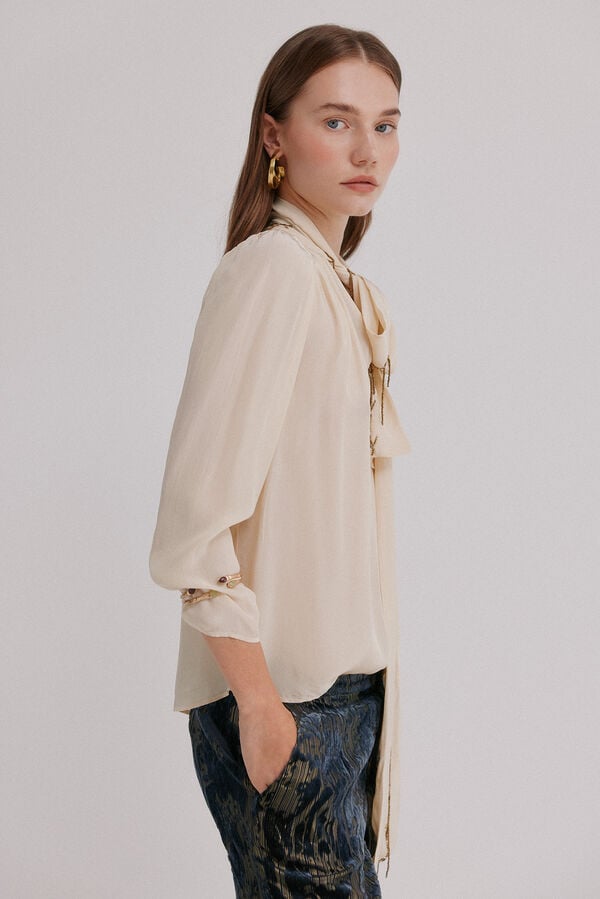 Hoss Intropia Carrie. Blusa com la&ccedil;ada Ecru