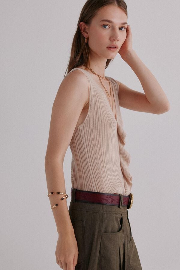 Hoss Intropia Nahia. Top com folho Beige
