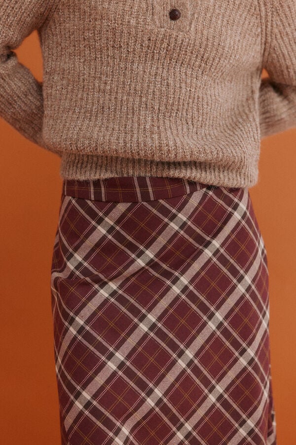 Hoss Intropia Ren&eacute;e. Falda a cuadros Estampado granate