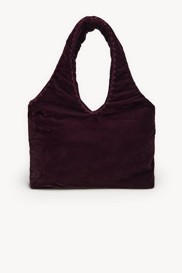 Hoss Intropia Nuria. Bolso hobo terciopelo bordado Granate