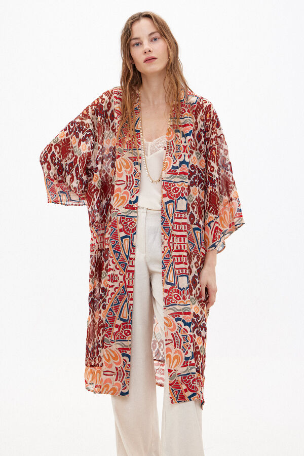 Hoss Intropia Charlotte. Kimono largo estampado Estampado Naranja