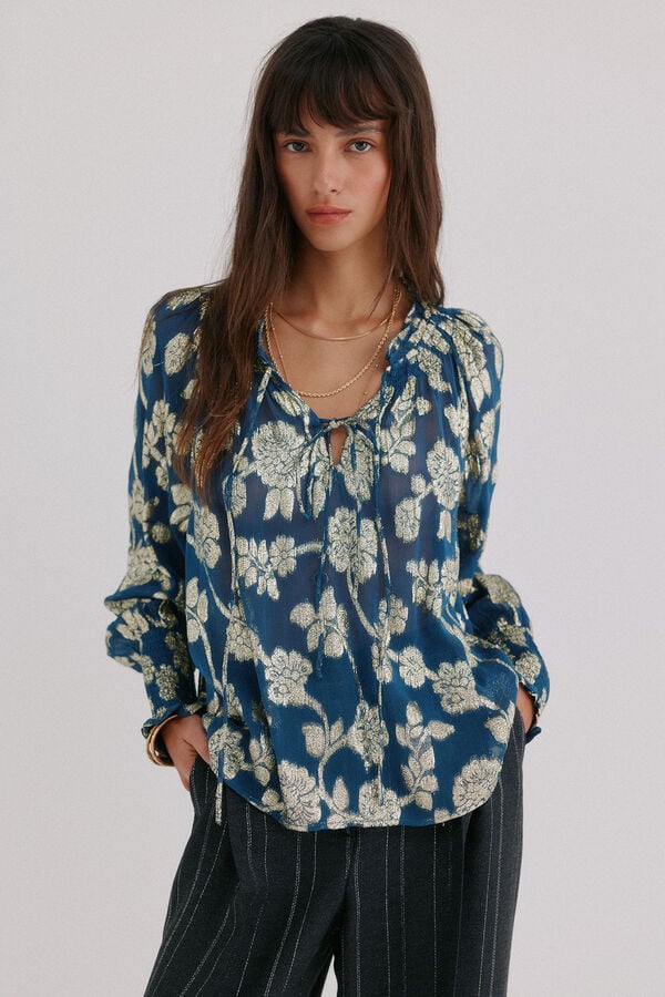 Hoss Intropia Gianna. Blusa jacquard Azul marino