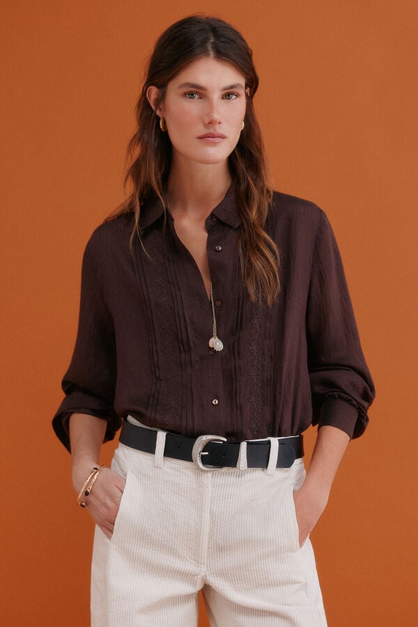 Hoss Intropia Greta. Blusa bordada Marron