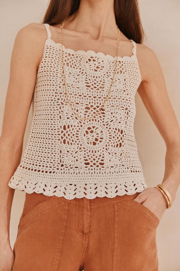 Hoss Intropia Sabina. Top de crochet Ecru