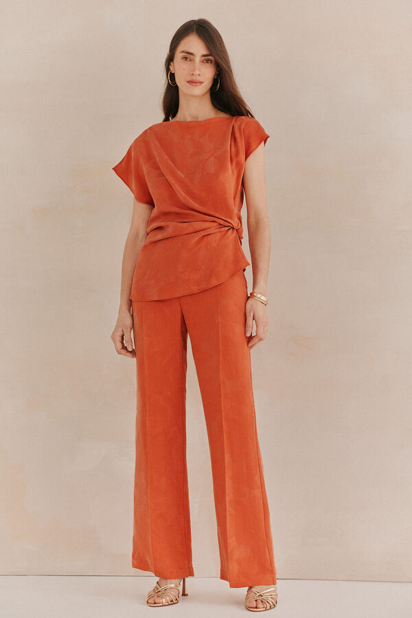 Hoss Intropia Celia. Top nudo jacquard. Naranja