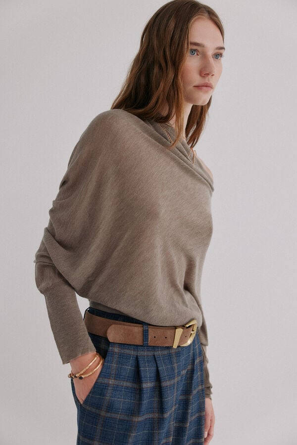 Hoss Intropia Nica. Jersey escote asim&eacute;trico Gris