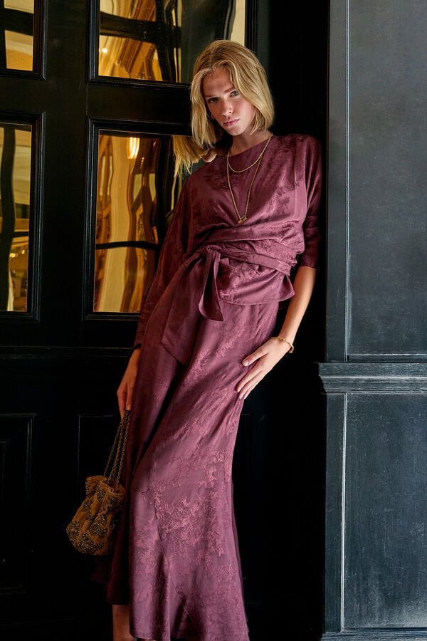 Hoss Intropia Romina. Falda jacquard Granate