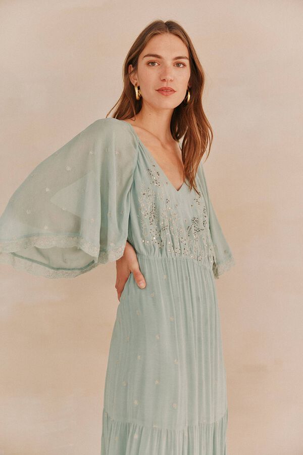 Hoss Intropia Lara. Vestido bordado. Azul