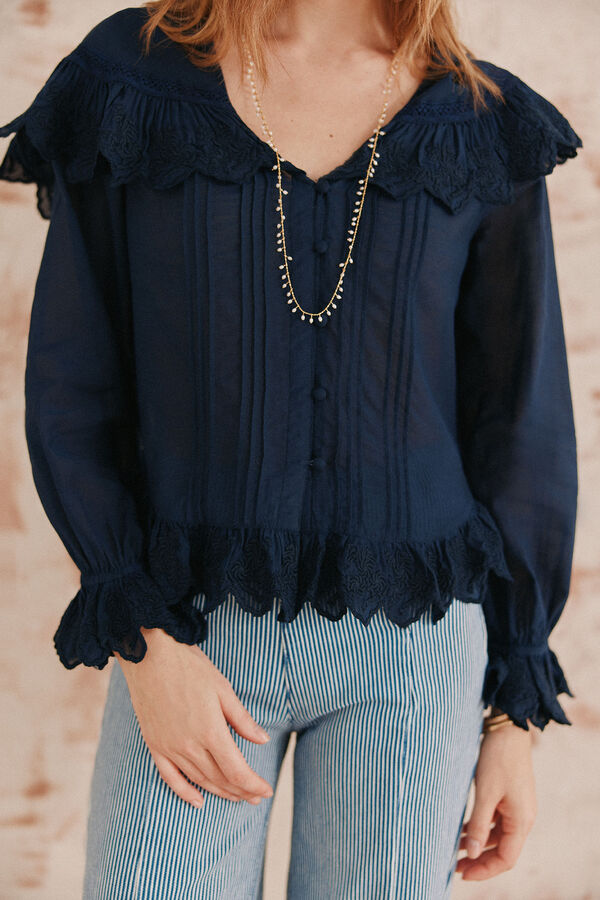 Hoss Intropia Caroline. Blusa com gola. Azul