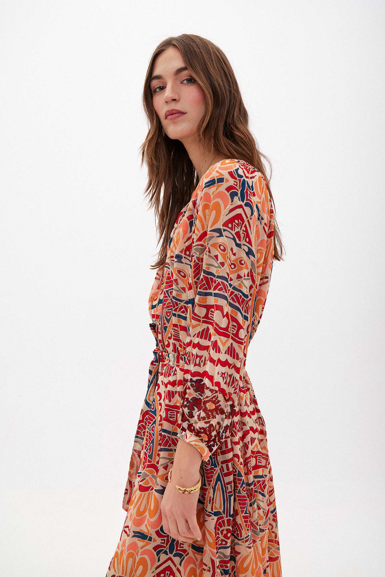 Hoss Intropia Floriana. Vestido estampado lentejuela.