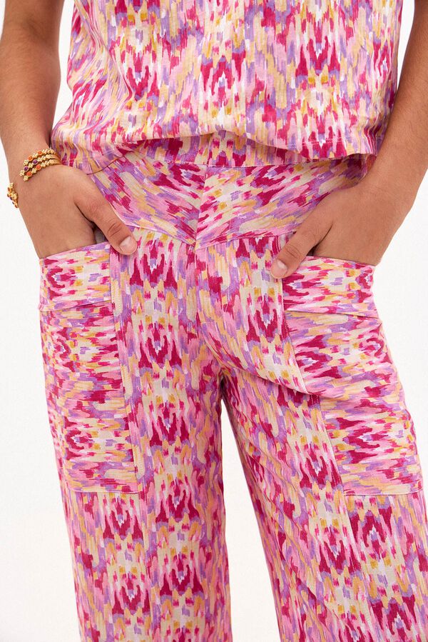 Hoss Intropia Paget. Pantal&oacute;n con lino estampado Multicolor